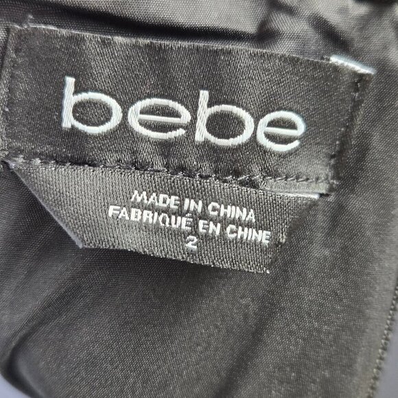 Bebe Size 2 Black Strapless Mini Dress Peplum Corset Look Bodycon Sexy Party - Picture 9 of 13